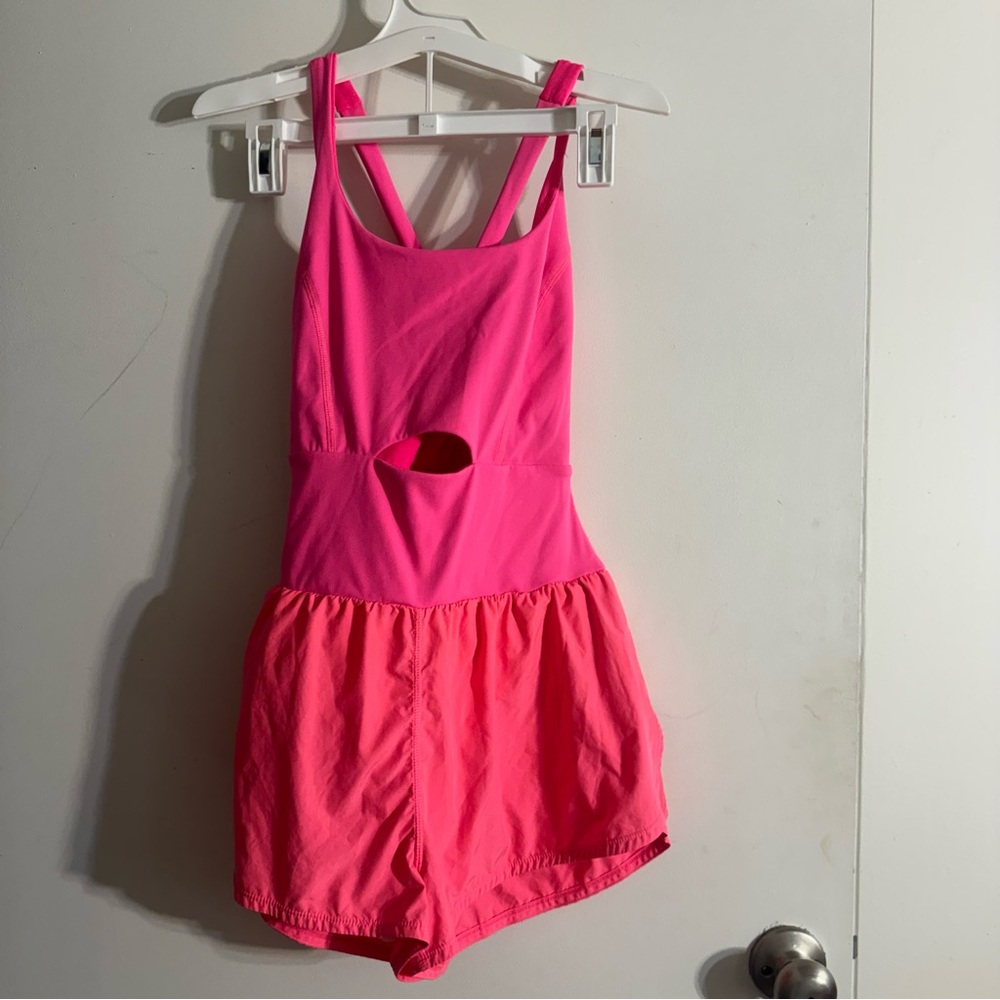 FP Movement by Free People Bright Pink Cutout Bodysuit Romper